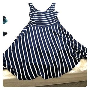 Navy and White striped Dress